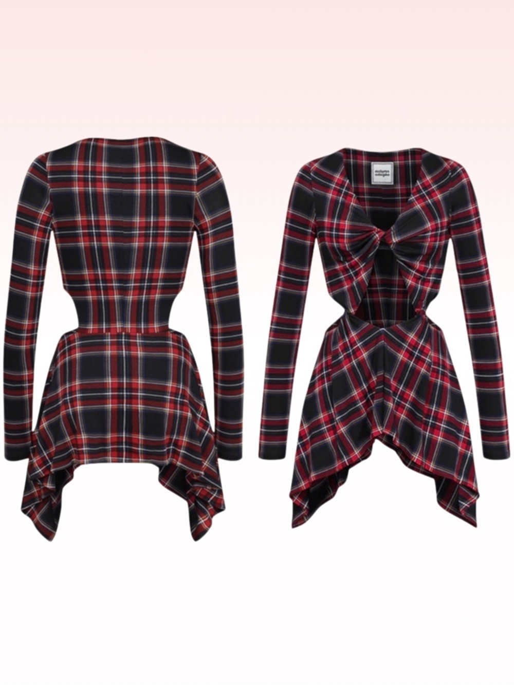 Nwt AUTUMN ADEIGBO “Blythe Blouse” Red Plaid Cut Out Fairy Top (Sz 2)